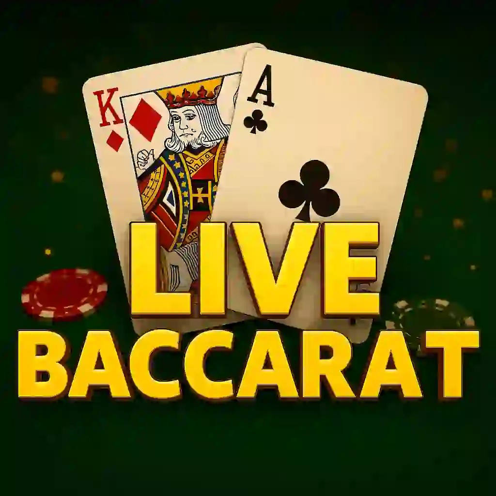 Live Baccarat slot logo by Evolution at Vegas Hero Casino