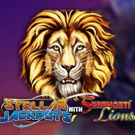 Stellar Jackpots with Serengeti Lions online game logo by Lightning Box Game on vegasherocasinoo.com